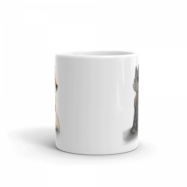 Fox and Cat Pencil Style Gift Mug - Image 3