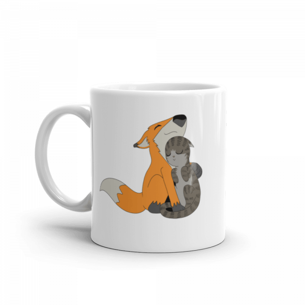 Cuddling Fox and Cat Gift Mug - Image 2