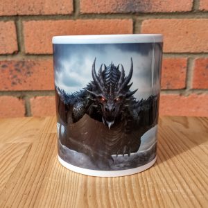 Black Dragon Printed Gift Mug, Animal Print, Fantasy, Birthday Gift, Coffee Mug