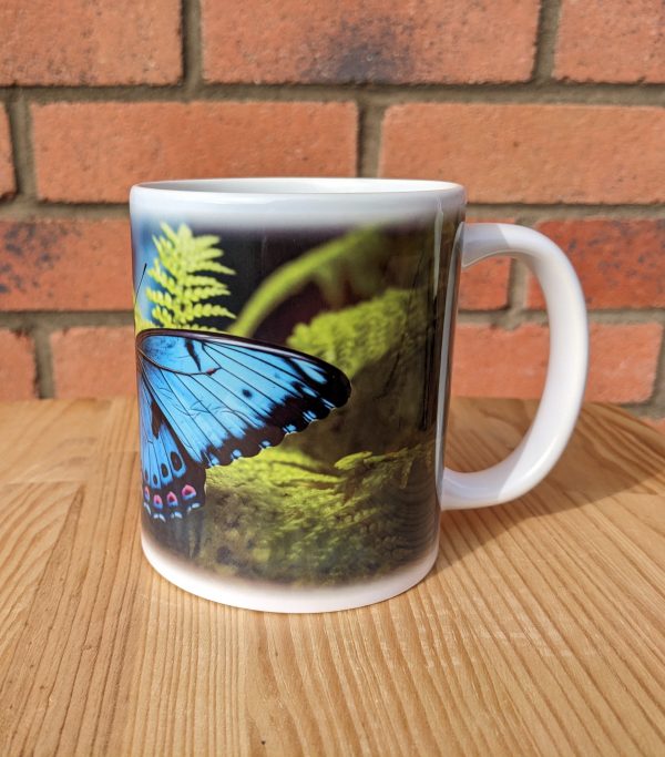 Blue Butterfly Printed Gift Mug, Animal Print, Birthday Gift, Coffee Mug - Image 2