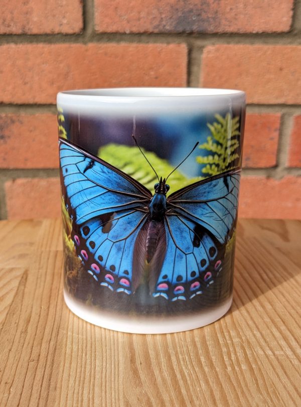 Blue Butterfly Printed Gift Mug, Animal Print, Birthday Gift, Coffee Mug