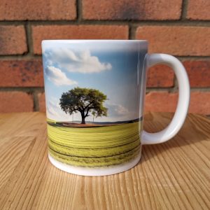 Green Fields Printed Gift Mug, Nature Print, Birthday Gift, Coffee Mug
