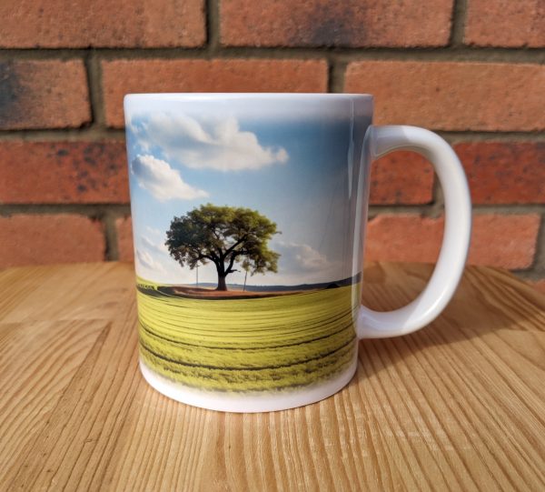 Green Fields Printed Gift Mug, Nature Print, Birthday Gift, Coffee Mug