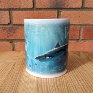 Ocean Shark And Fish Printed Gift Mug, Animal Print, Birthday Gift, Coffee Mug