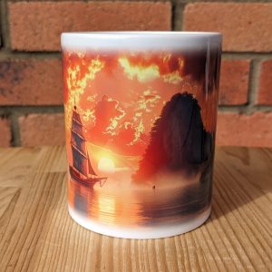 Sunset With Boat Printed Gift Mug, Nature Print, Birthday Gift, Coffee Mug